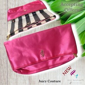 Juicy Couture - Pink satin Clutch - bright pink closure thru zipper